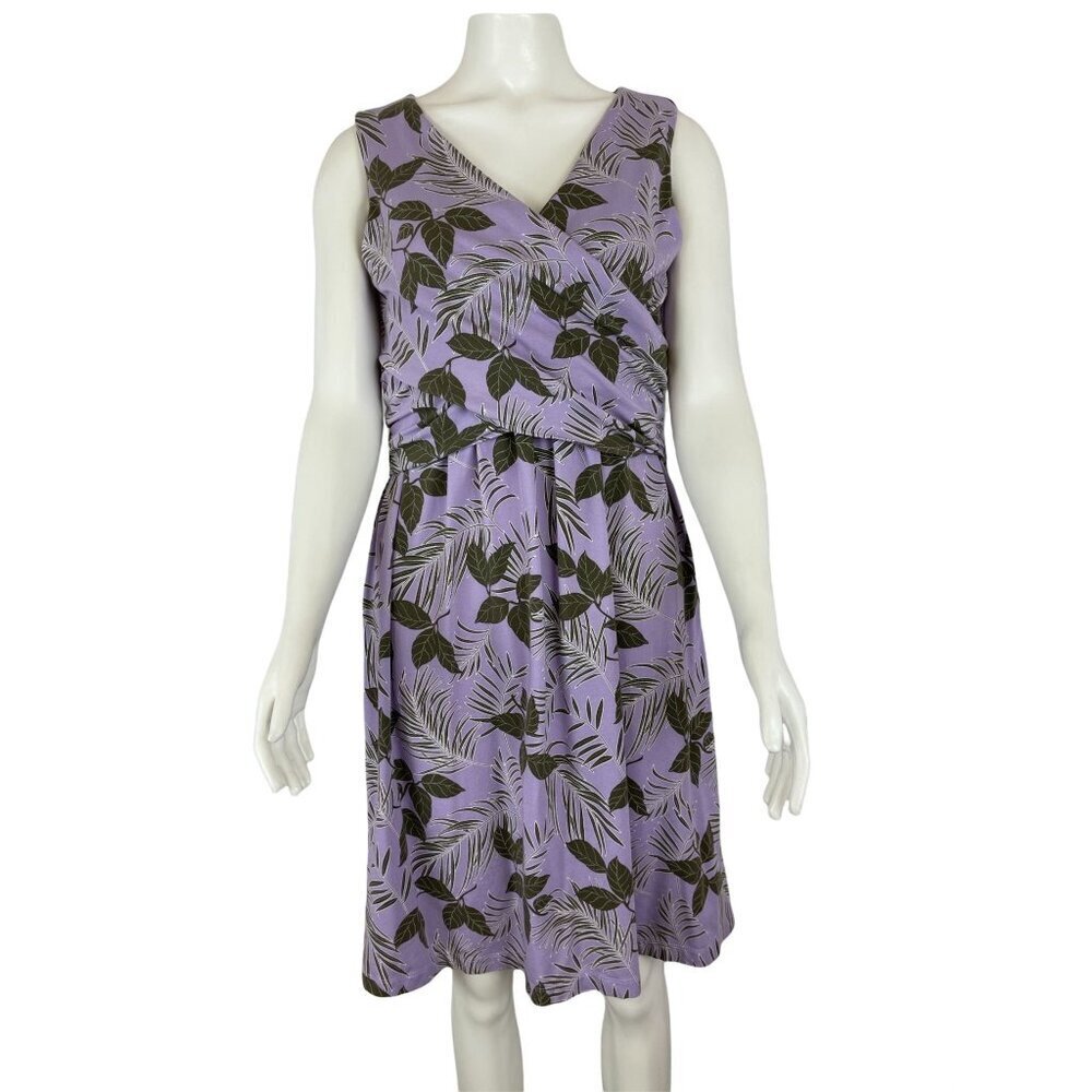 Lands' End Womens Dress Small 6-8 Sleeveless Wrap Top Purple Floral Spring Easte